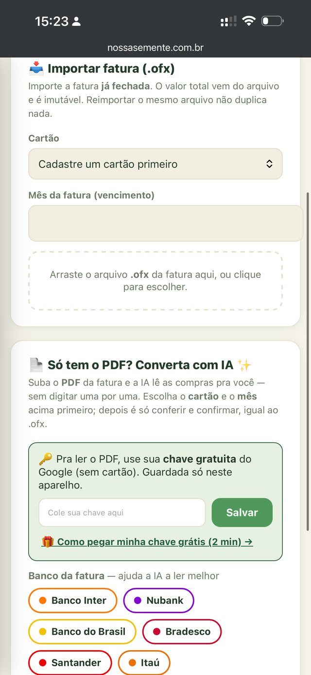 Importar fatura em PDF com IA
