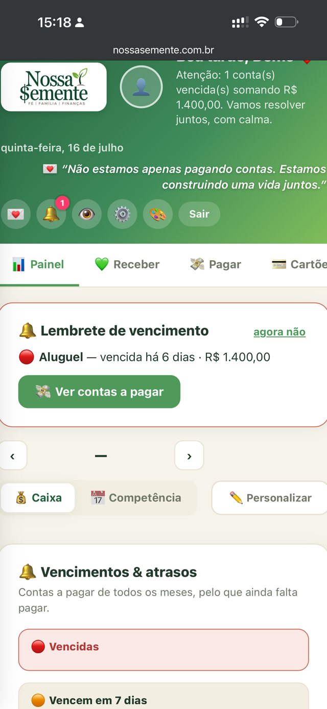 Painel do app